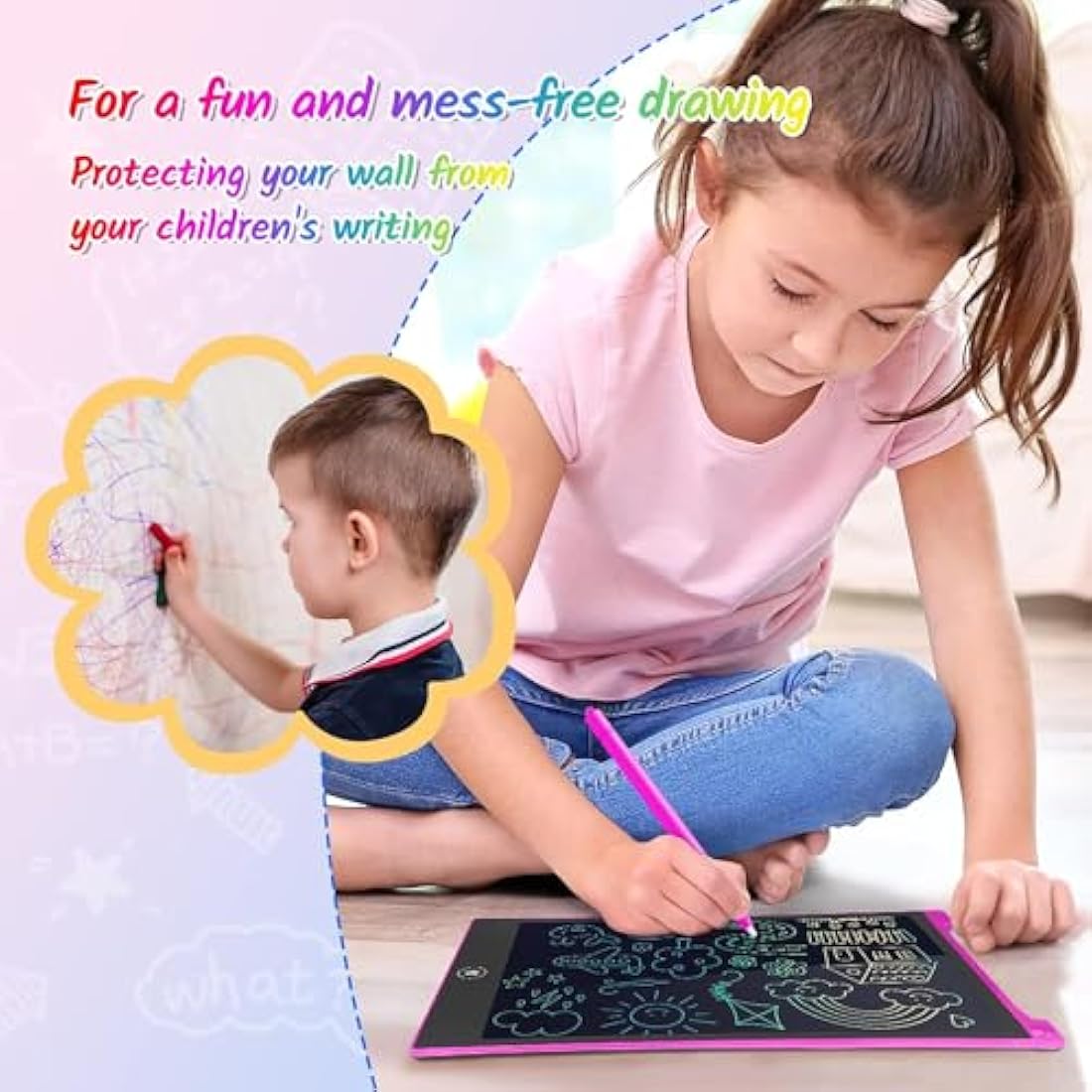 TECJOE 10 Inch LCD Writing Tablet 2 Pack - Colorful Doodle Board for Kids