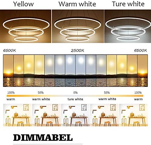 Jolof Store Modern 3-Ring LED Pendant Light | Dimmable White Chandelier