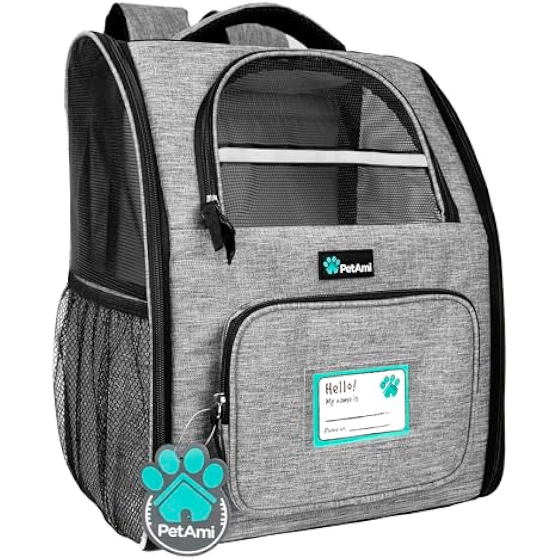PetAmi Deluxe Pet Carrier Backpack - Ventilated Airline Approved - Heather Gray