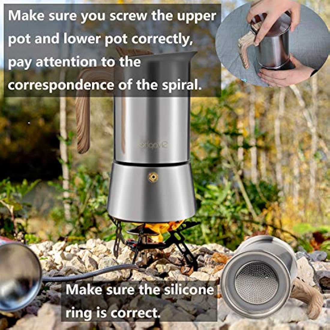 Sivaphe Moka Pot – 6 Cup Stainless Steel Induction Stovetop Espresso Maker