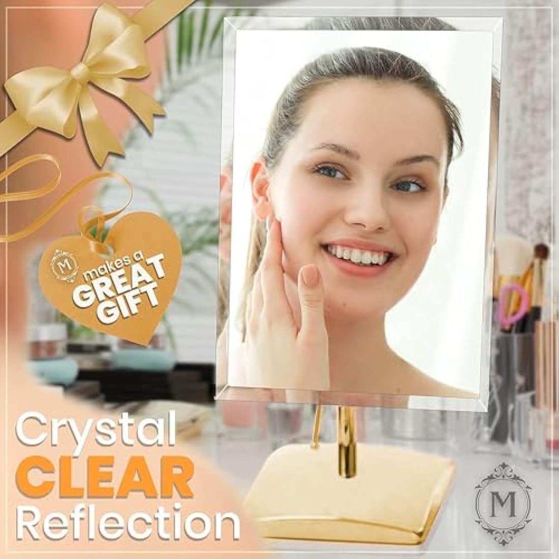 Mirrorvana Gold Vanity Makeup Mirror – Large Desktop Dressing Table Mirror
