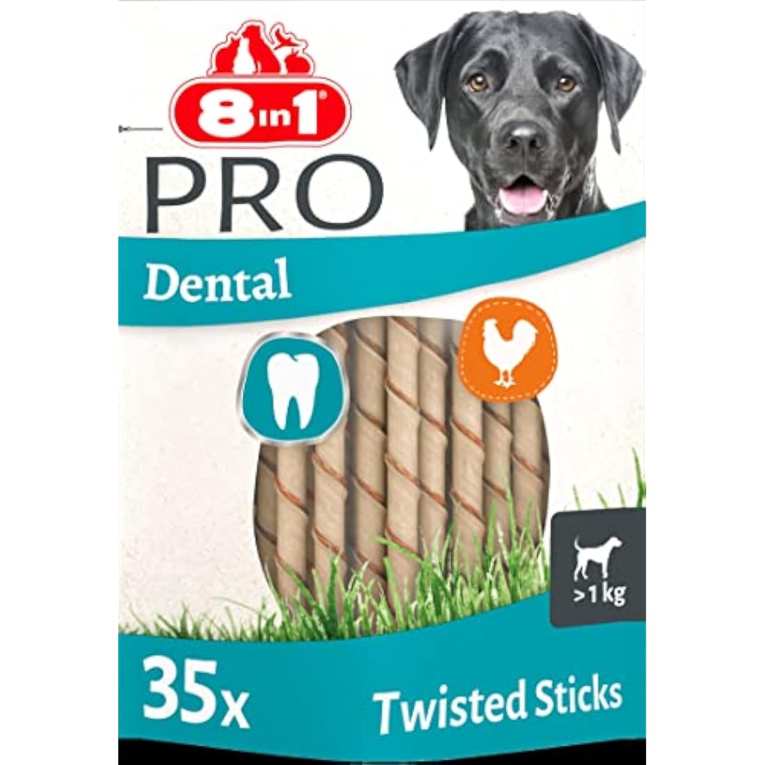 8in1 Pro Dental Twisted Sticks – Chicken & Beef Dog Chews, 35 Pack