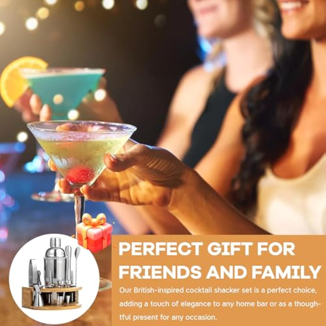 12-Piece Stainless Steel Cocktail Shaker Set with Stand