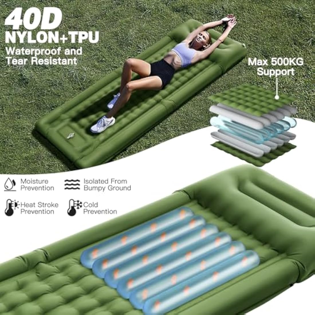 NexusNurture Self Inflating Camping Mat | 12cm Thick Waterproof Sleeping Pad