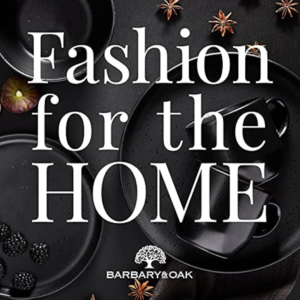 Barbary & Oak Luna 16 Piece Stoneware Dinnerware Set | Matte Black