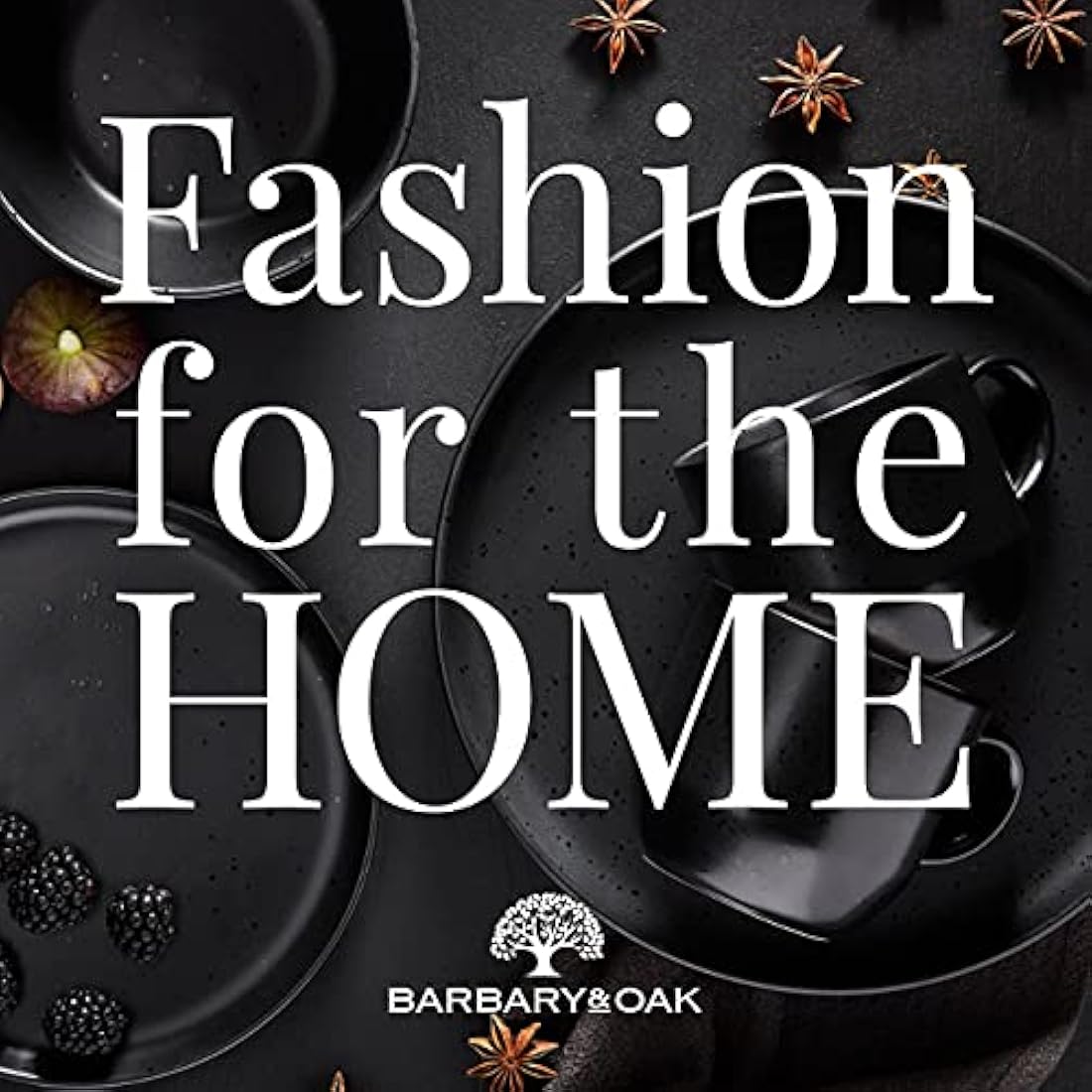 Barbary & Oak Luna 16 Piece Stoneware Dinnerware Set | Matte Black