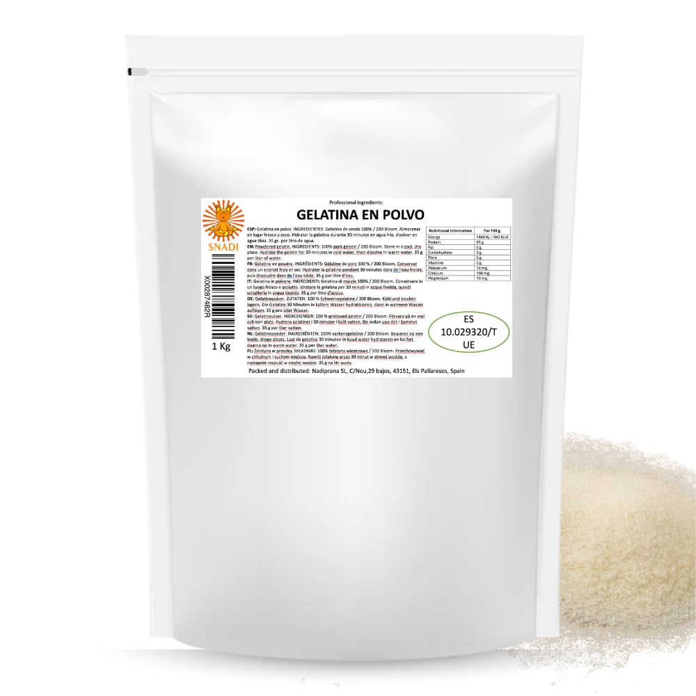 Snadi Unflavored Gelatin Powder | 1kg | 100% Pure Professional Quality