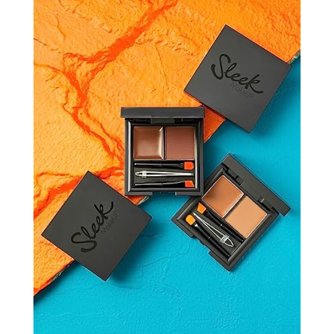 Sleek MakeUP Brow Kit - Waterproof Wax and Powder with Tweezers, Medium