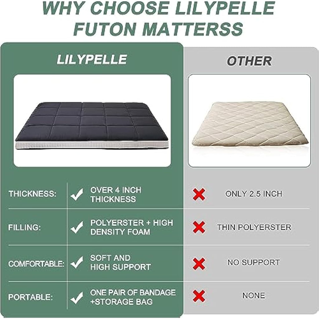 ZIKEBTUY Floor Mattress – 10cm Memory Foam Foldable Japanese Futon Bed
