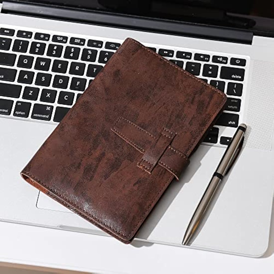 Jolof Store A6 Leather Binder Diary - Refillable 6 Ring Notebook, Coffee