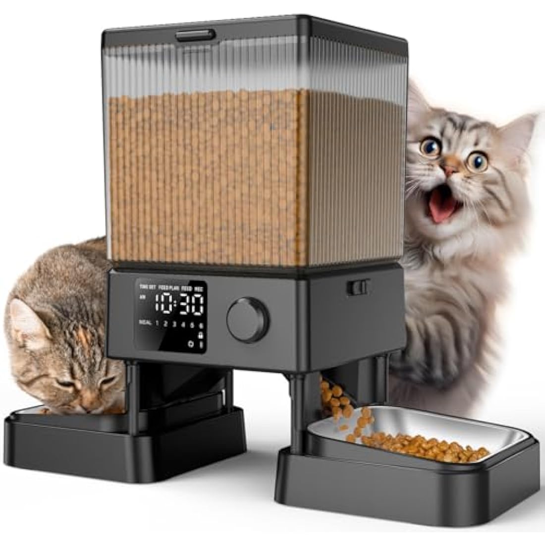 oneisall 5L Automatic Cat Feeder for 2 Cats | Timed Dual Food Dispenser