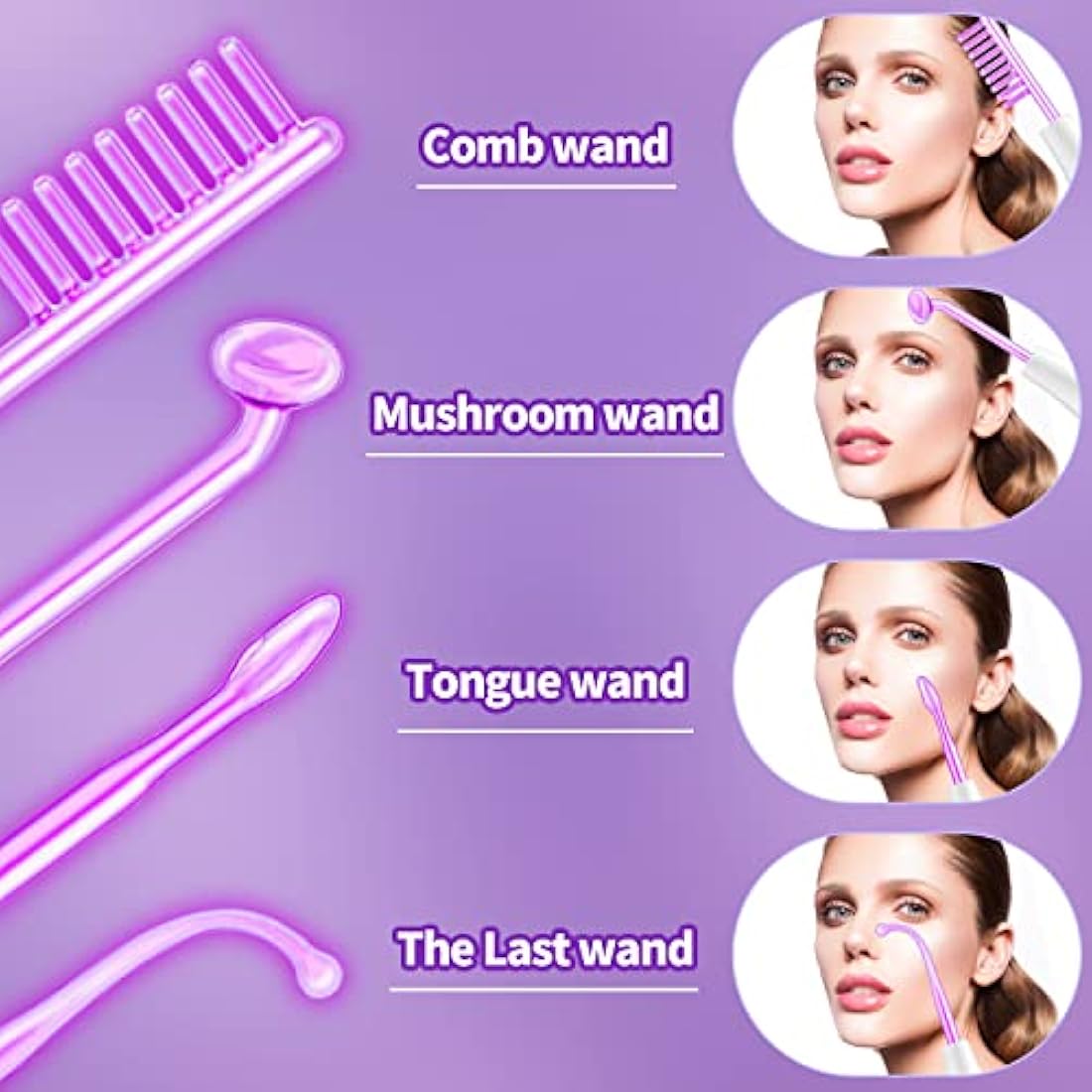 UUPAS High Frequency Facial Wand – Argon Skin Machine with 4 Tubes