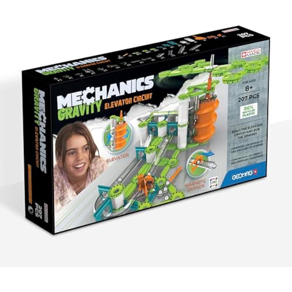 Geomag Mechanics Gravity Elevator Circuit - 207 Piece Magnetic Set
