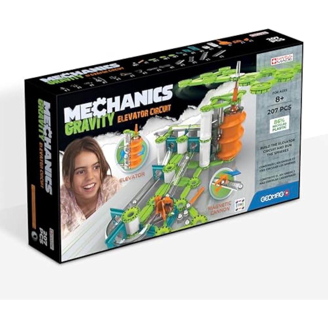Geomag Mechanics Gravity Elevator Circuit - 207 Piece Magnetic Set