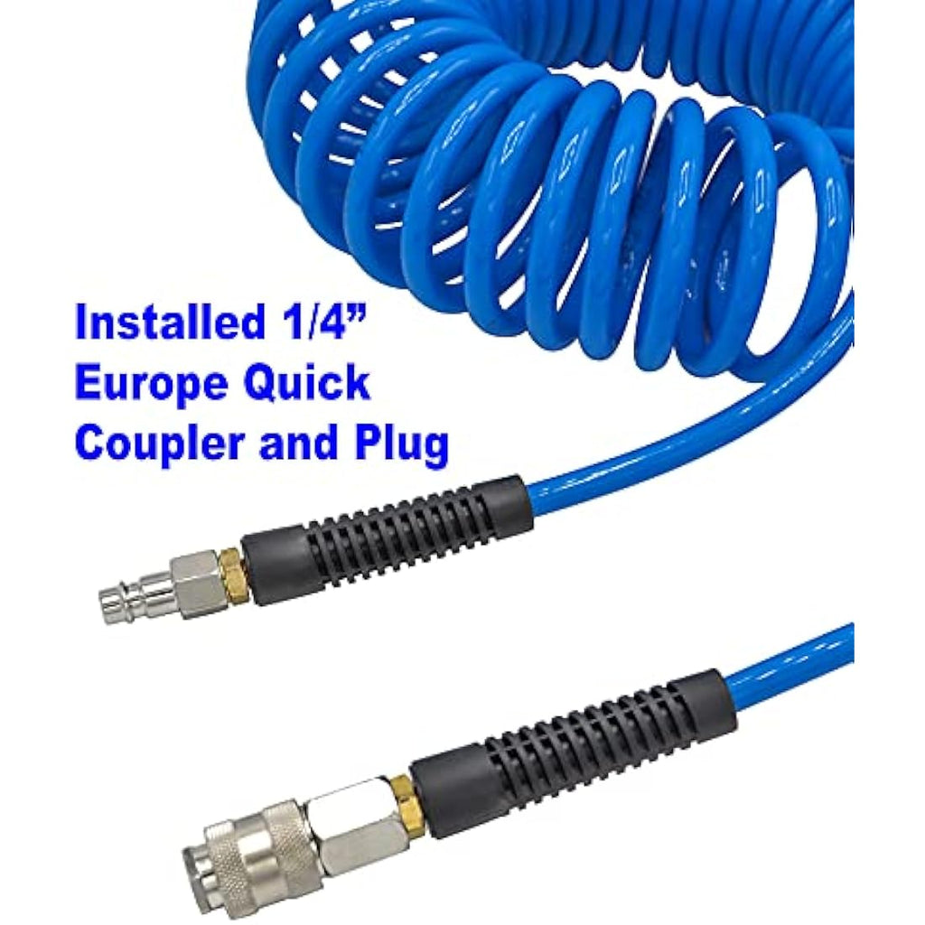 YOTOO 2-Pack Polyurethane Recoil Air Hose – 10m x 6mm ID, Blue