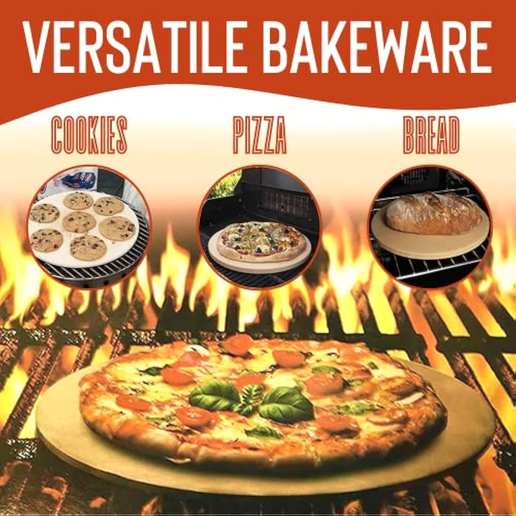 SEDOL 33cm Round Cordierite Pizza Stone with Stainless Steel Peel
