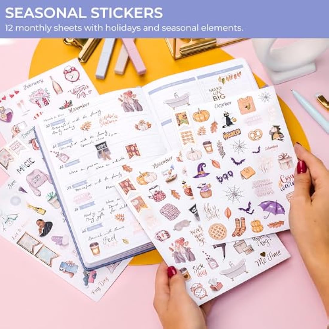 GoGirl Planner Stickers - 850+ Aesthetic Seasonal & Rose Gold Stickers