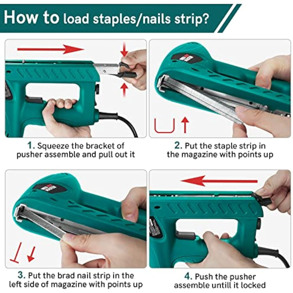 NEU MASTER Electric Brad Nailer & Staple Gun - 2-in-1 Tool for Upholstery
