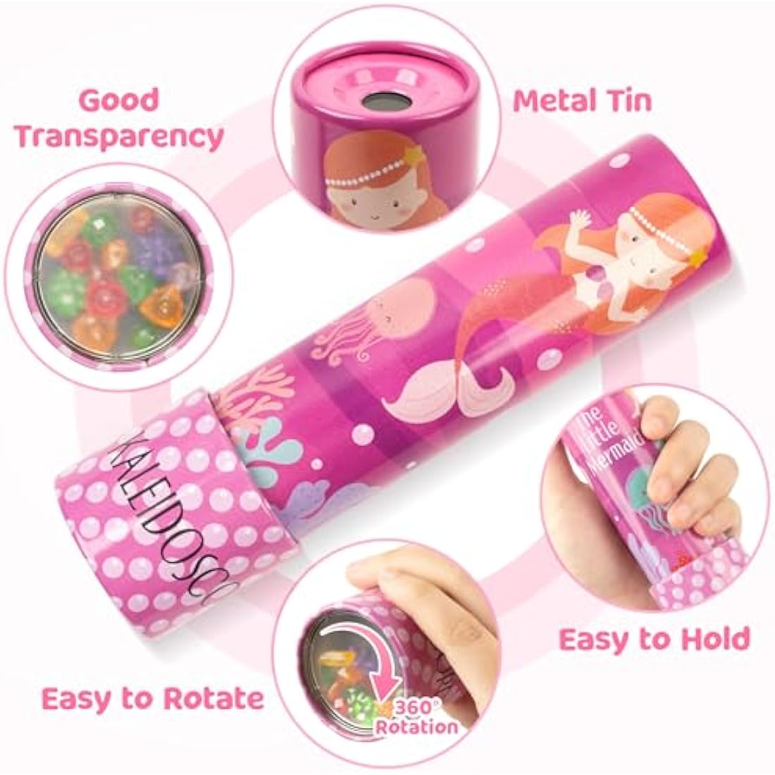 D-FantiX Tin Kaleidoscope 2-Pack – Retro Metal Educational Toys for Kids