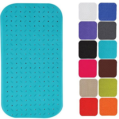 MSV Non-Slip Rubber Shower Mat - Light Blue Antibacterial - 36x76cm