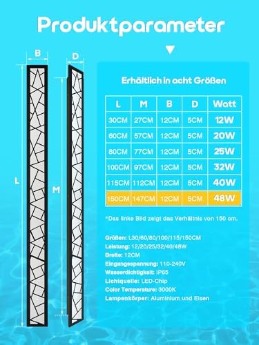 Modern LED Outdoor Wall Sconce | 48W IP65 Waterproof 150cm