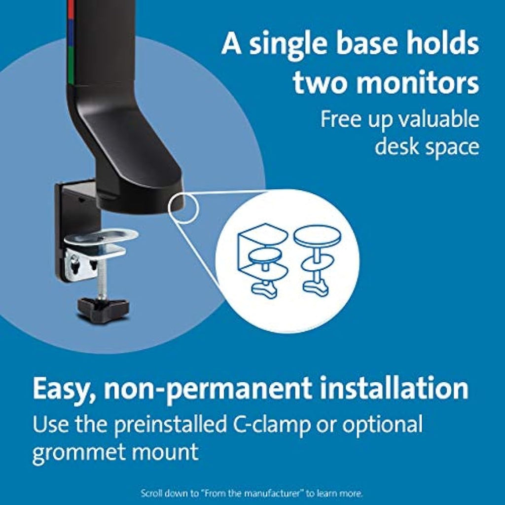 Kensington Dual Monitor Arm – SmartFit Height Adjustable VESA Mount