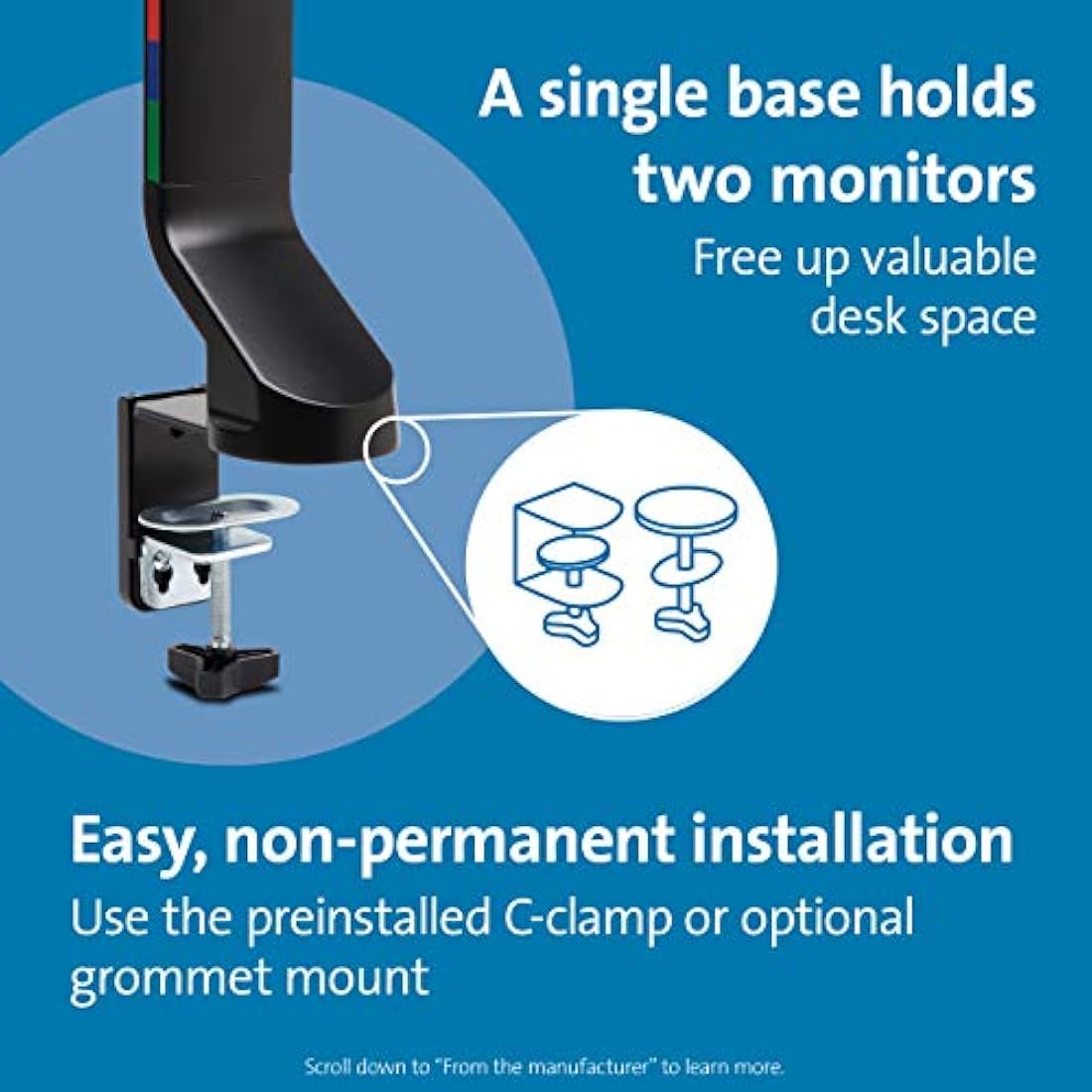Kensington Dual Monitor Arm – SmartFit Height Adjustable VESA Mount