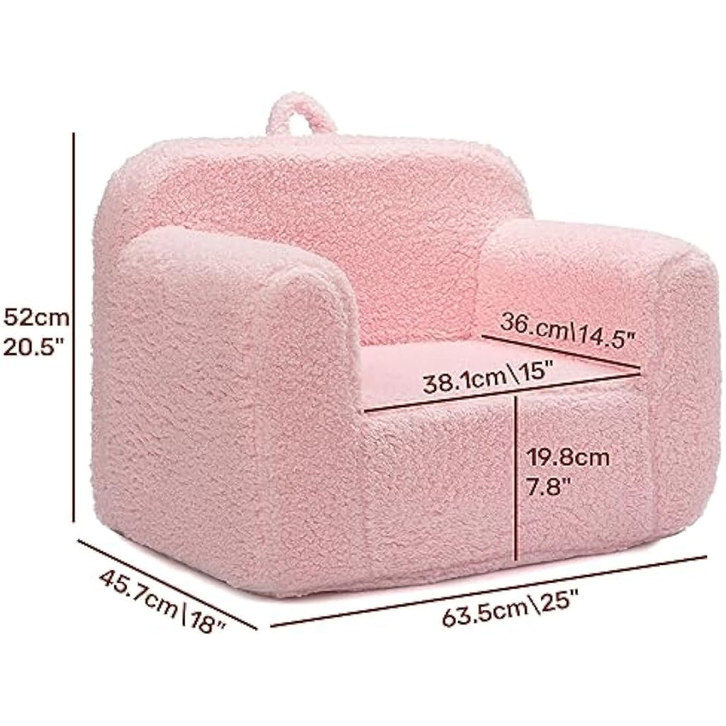 BEJOY Kids Sherpa Foam Chair – Ultra-Soft Toddler Reading Couch, Pink