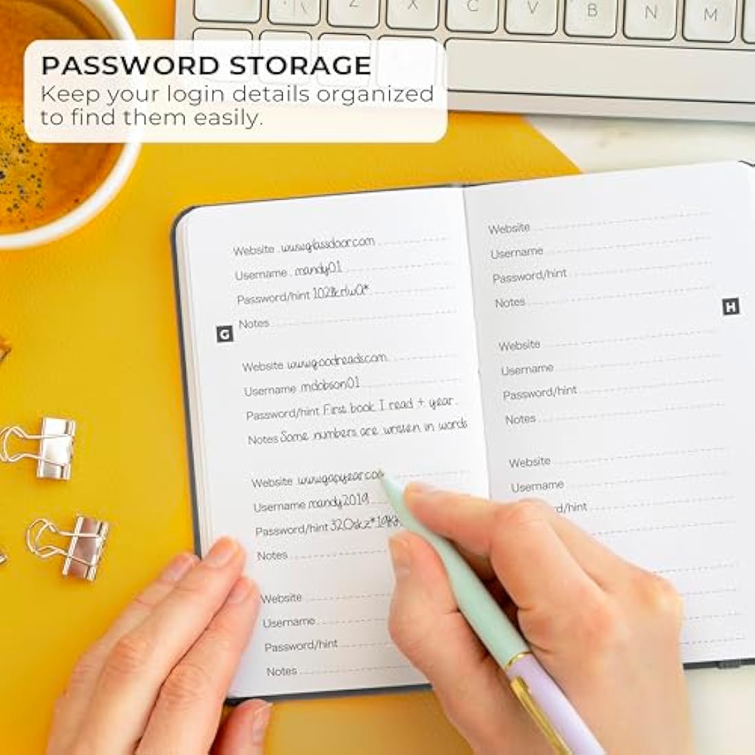 Clever Fox Password Book Pocket - Small Internet Logbook, Mystic Gray