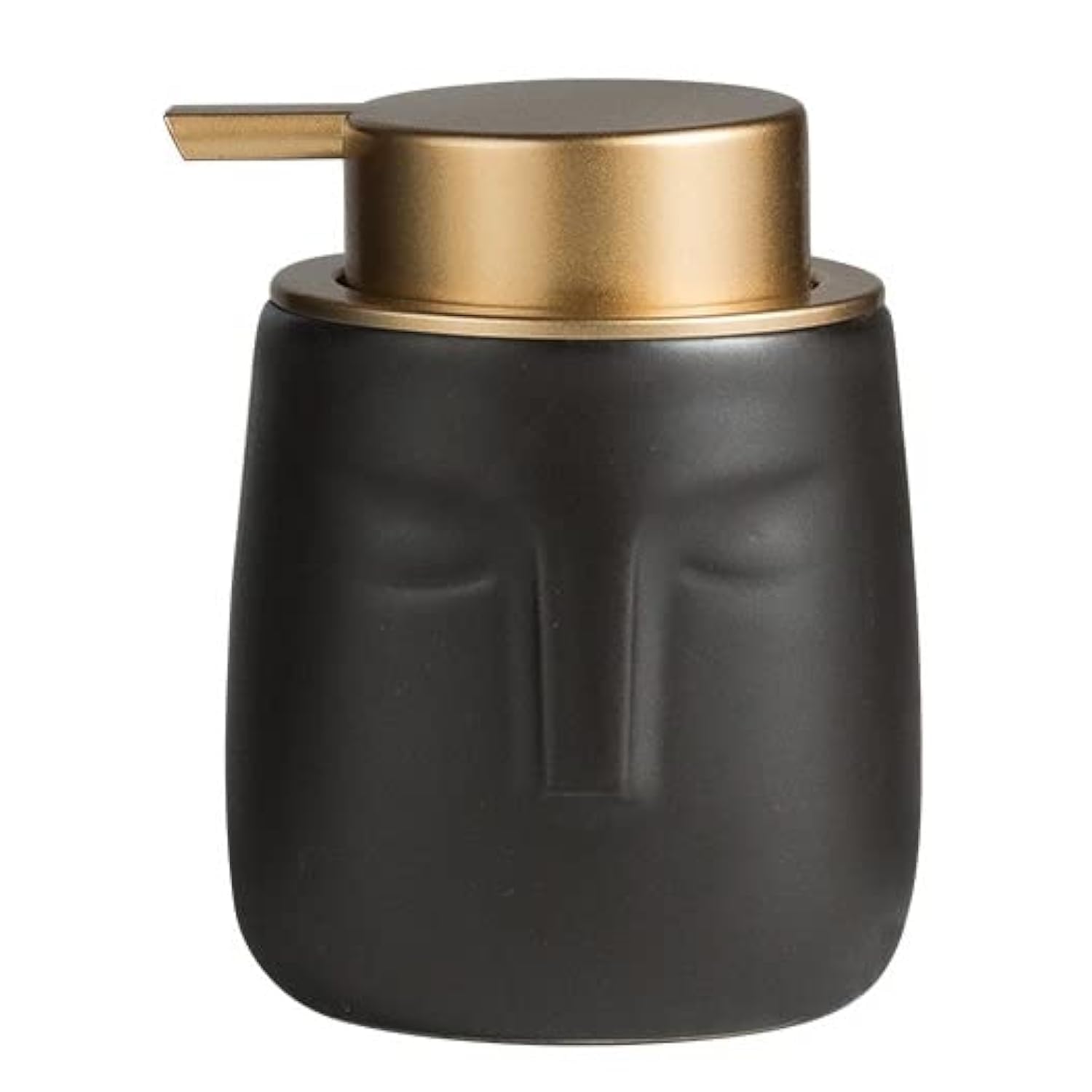 Jolof Store Modern Face Ceramic Soap Dispenser with Gold Pump – Black