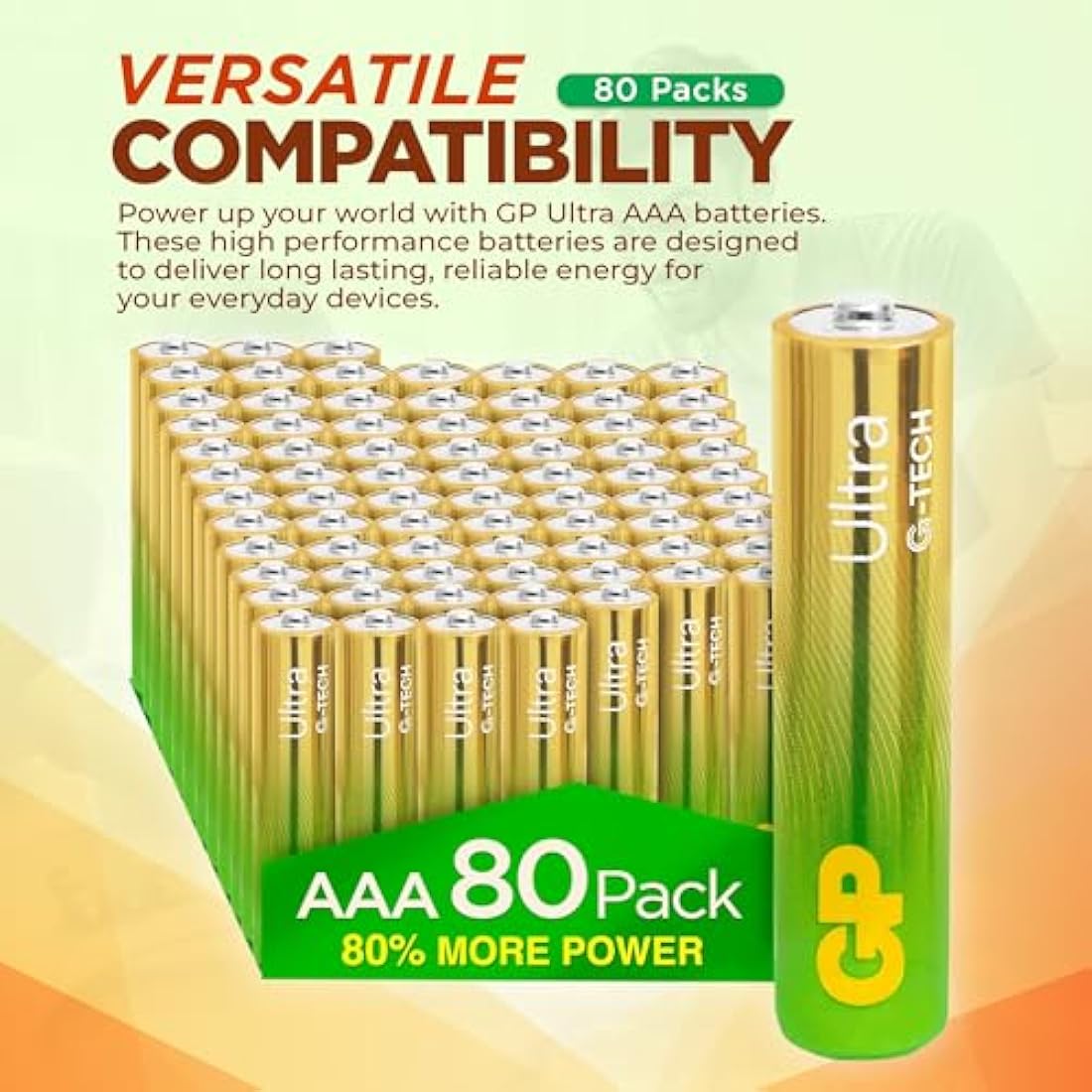 GP Ultra Alkaline AAA Batteries – 80 Pack Long Lasting 1.5V Bulk Box