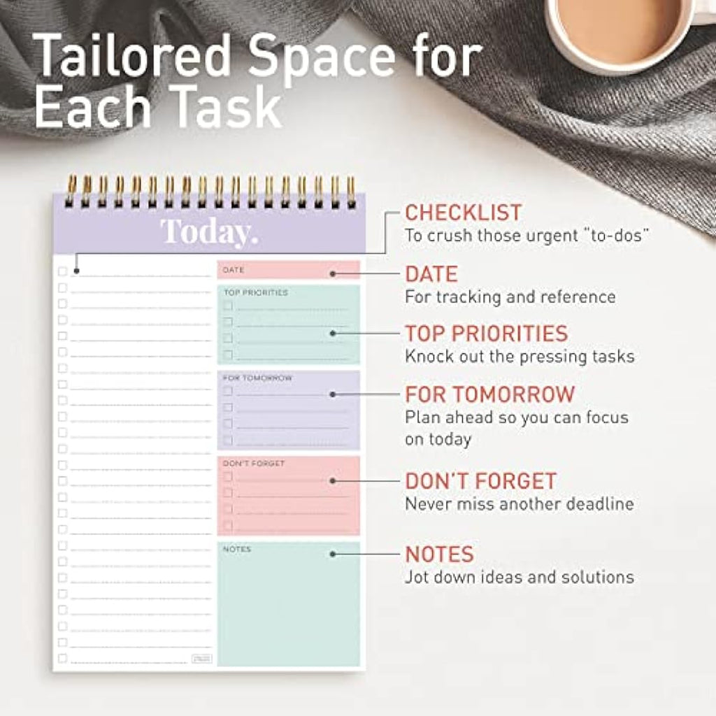 Sweetzer & Orange Undated Daily Planner - 52 Page Coiled Notepad, Mauve