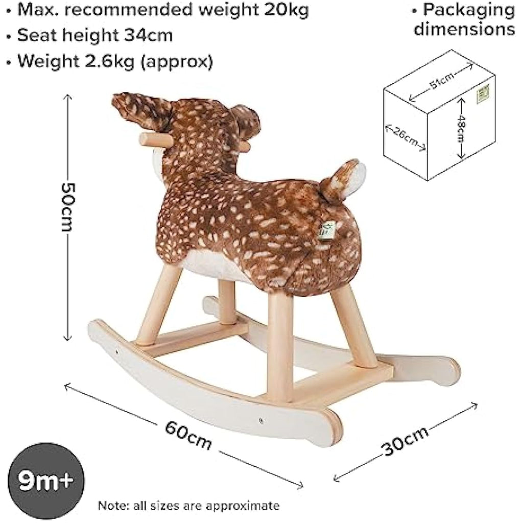 Little Bird Told Me Willow Deer Rocking Toy | Plush & Wood Rocker