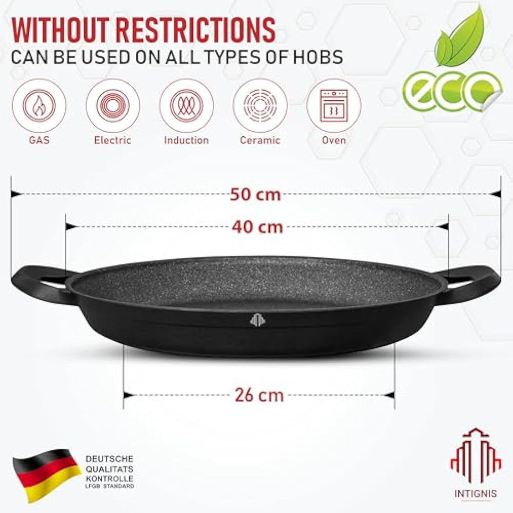 Intignis 40cm Non-Stick Paella Pan – Induction Carbon Steel Cookware