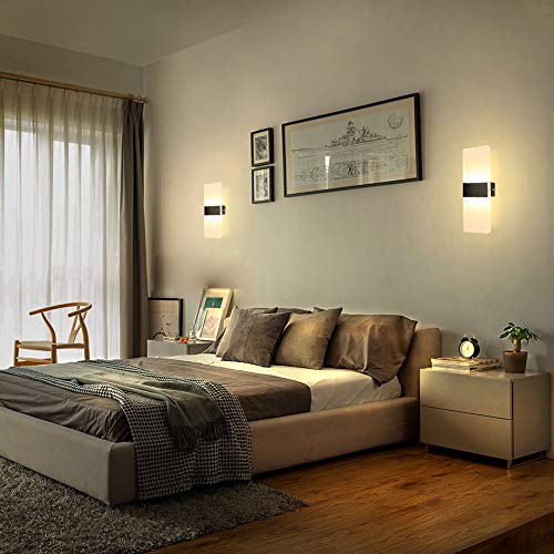 Glighone LED Wall Sconce – 2-Pack Modern Black Acrylic Indoor Wall Lights