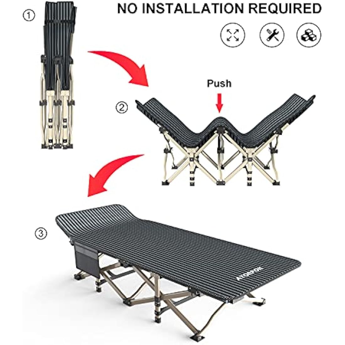 ATORPOK Folding Camping Cot – Heavy Duty 450lbs Portable Sleeping Bed