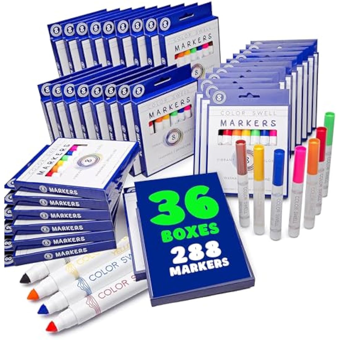 Color Swell Washable Bulk Markers | 288 Count Broad Line Class Pack