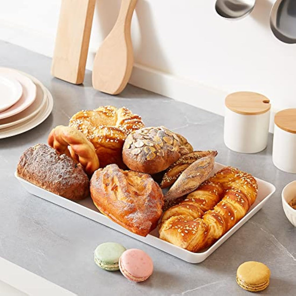 Lifewit White Plastic Serving Trays - 6 Pack Reusable Party Food Platters