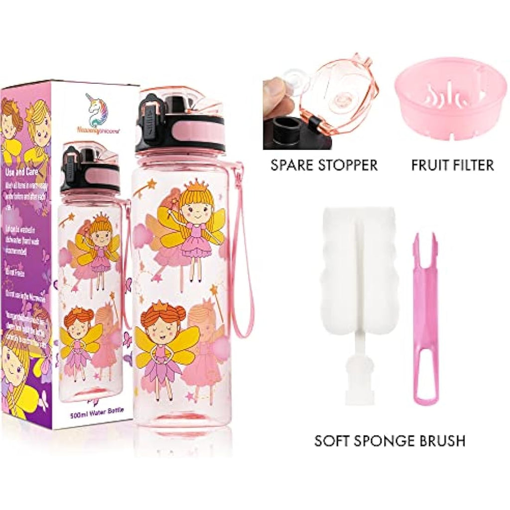 HeavenlyUnicorns Kids Tritan Water Bottle – 500ml Leakproof Pink