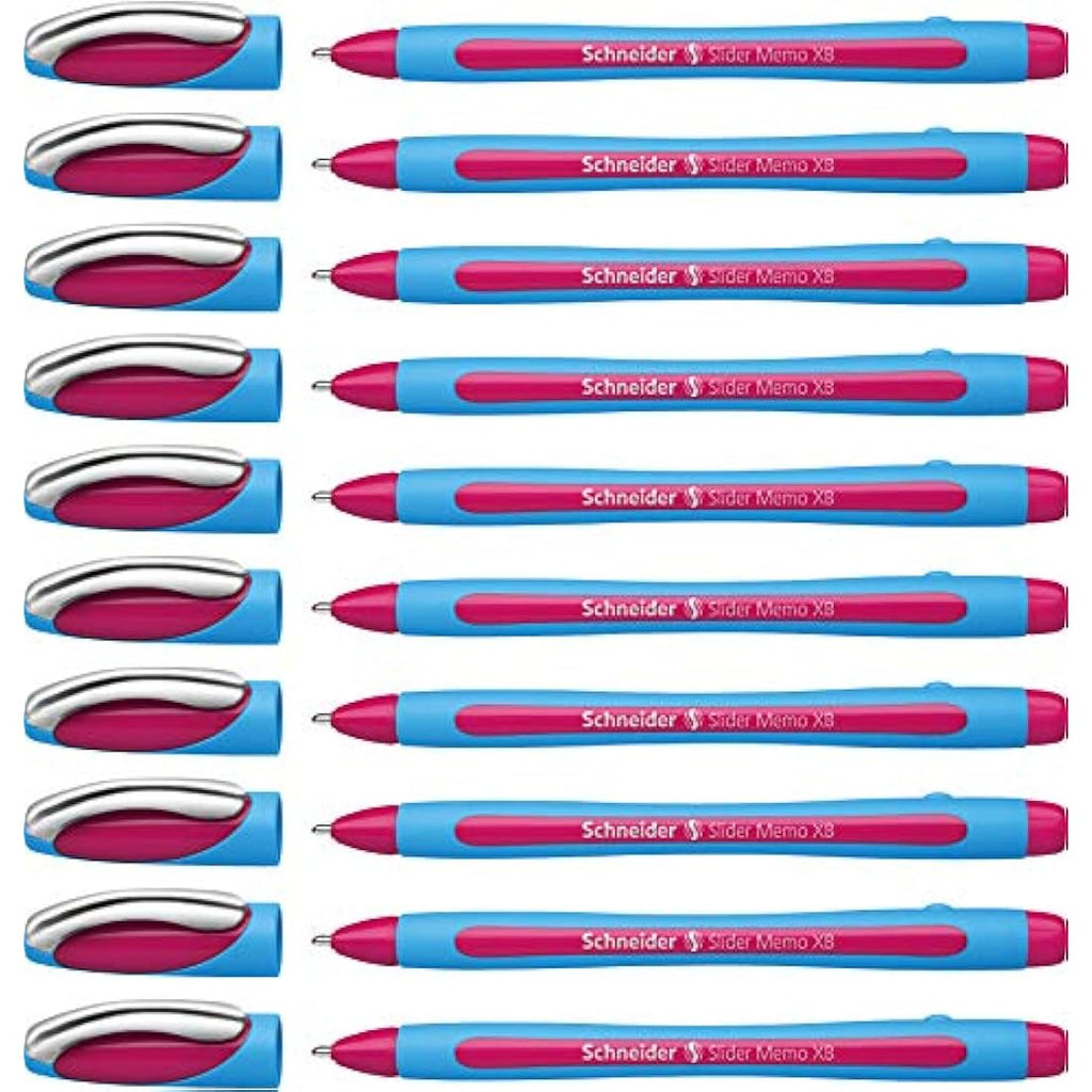 Schneider Slider Memo XB Ballpoint Pen - Pink Ink, Recycled - 10 Pack