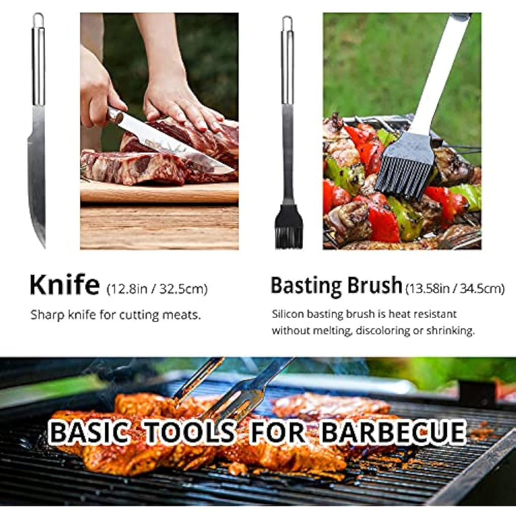 Jolof Store 9-Piece Stainless Steel BBQ Utensil Set with Portable Bag