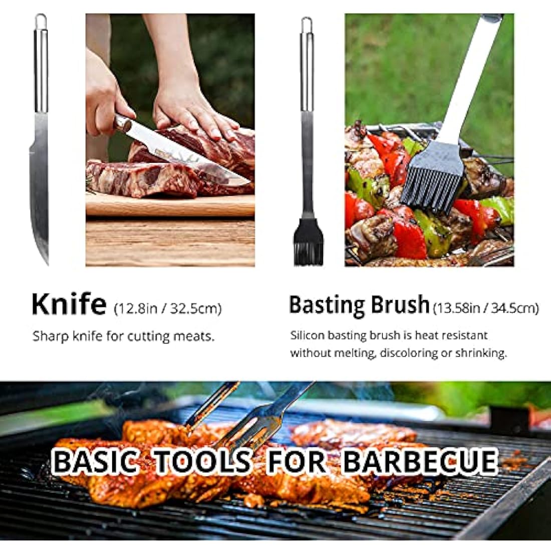Jolof Store 9-Piece Stainless Steel BBQ Utensil Set with Portable Bag