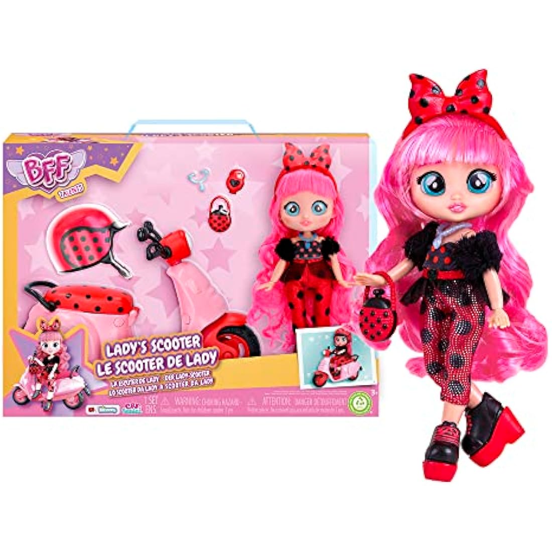 Cry Babies BFF Lady Playset con Scooter e 10 Accessori - Bambola