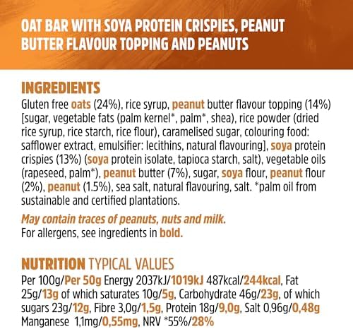 JB's Trek Peanut Butter High Protein Flapjacks – Vegan & Gluten Free – 36 Pack