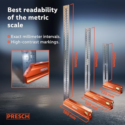 Presch Try Square Set – 3-Piece Precision Woodworking Square Tool