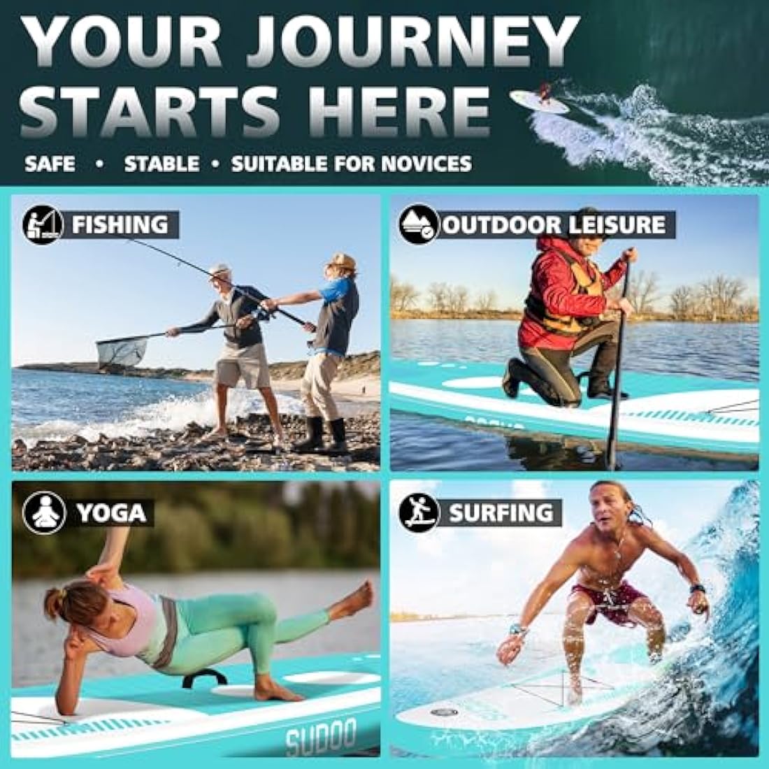 SUDOO Inflatable Stand Up Paddle Board - 10'6" Ultra-Light SUP Board Set