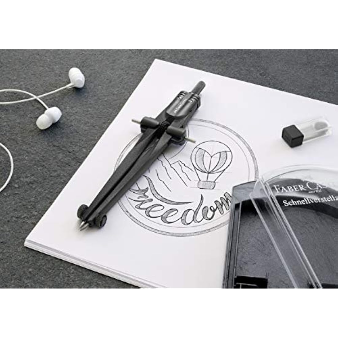 Faber-Castell Stream Quick-Set Compass – Black Stone Drafting Tool
