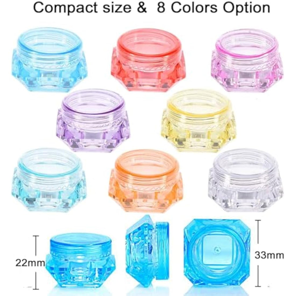 Jolof Store 40-Piece 5ml Diamond Cosmetic Jars with Spatulas - 8 Colors
