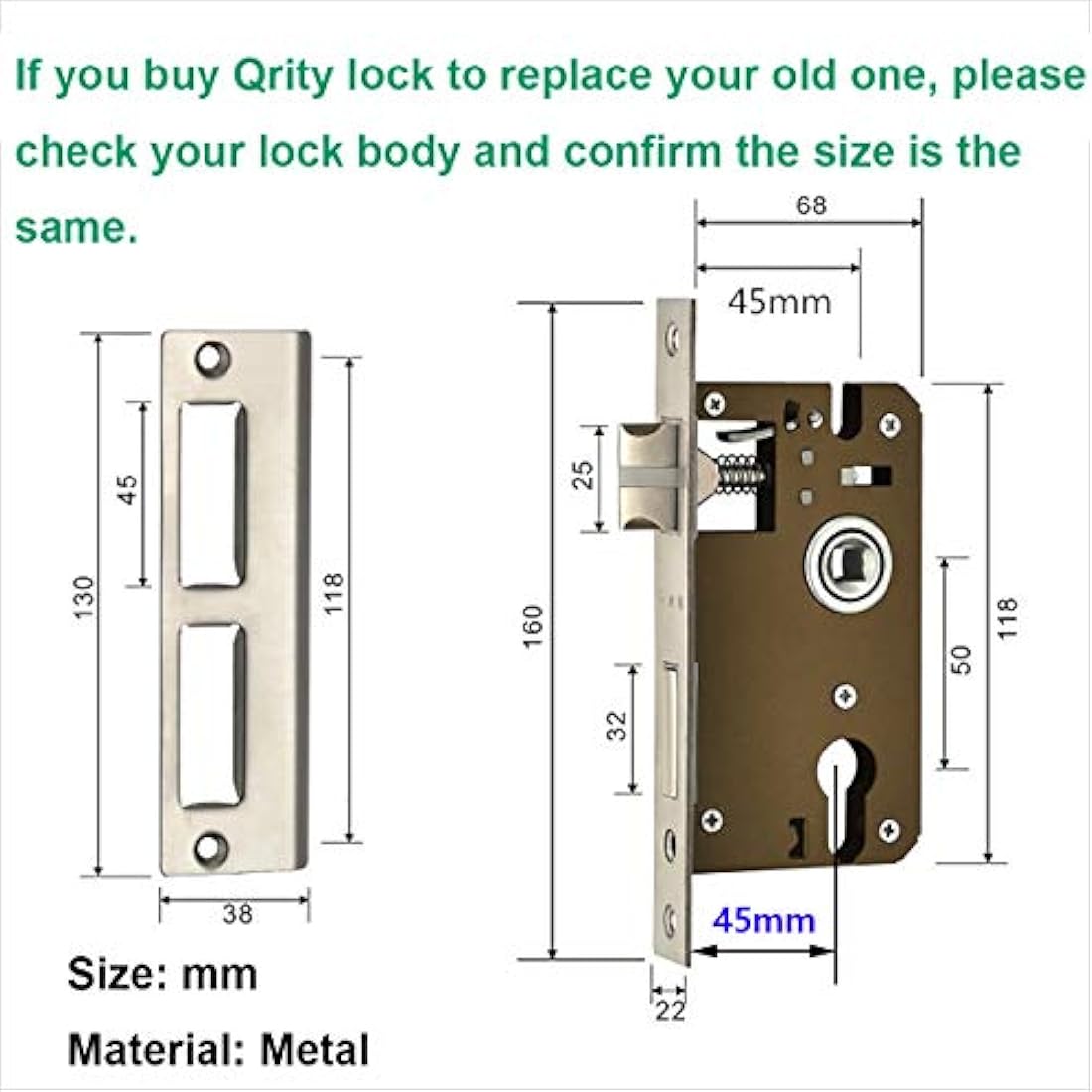 Qrity Zinc Alloy Door Handle Lever Lock Set with 3 Copper Keys
