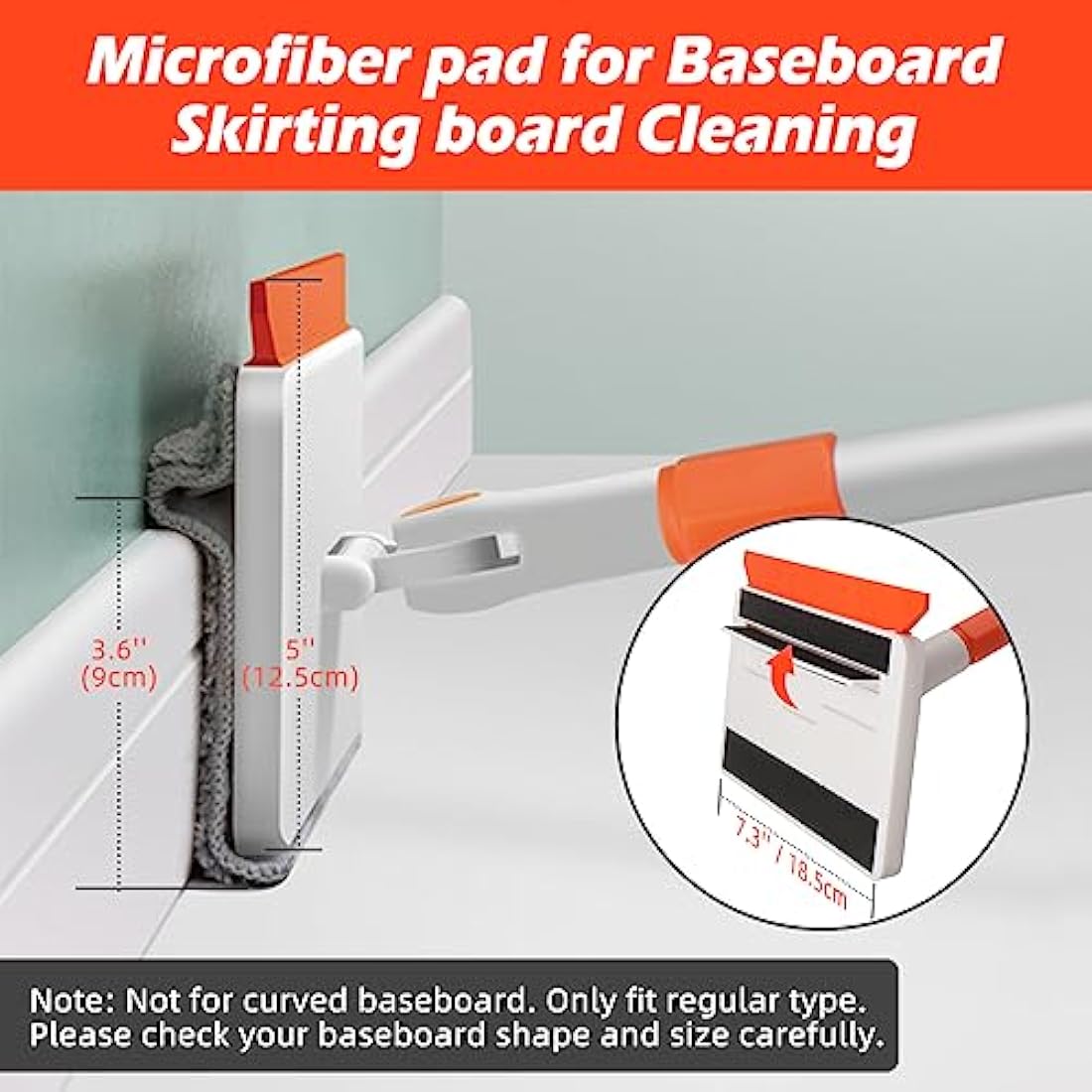 Qaestfy Wall & Baseboard Cleaner Mop with 122cm Long Handle & 4 Pads